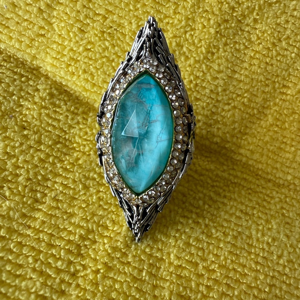 Alexis Bittar Silver and Blue Marquise Ring